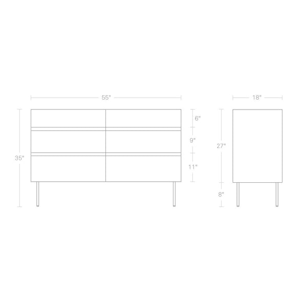 Clad 6 Drawer Dresser
