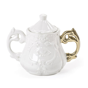 I-Wares Porcelain Sugar Bowl with Gold Handle