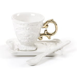 I-Wares Porcelain Coffee Set with Gold Handle