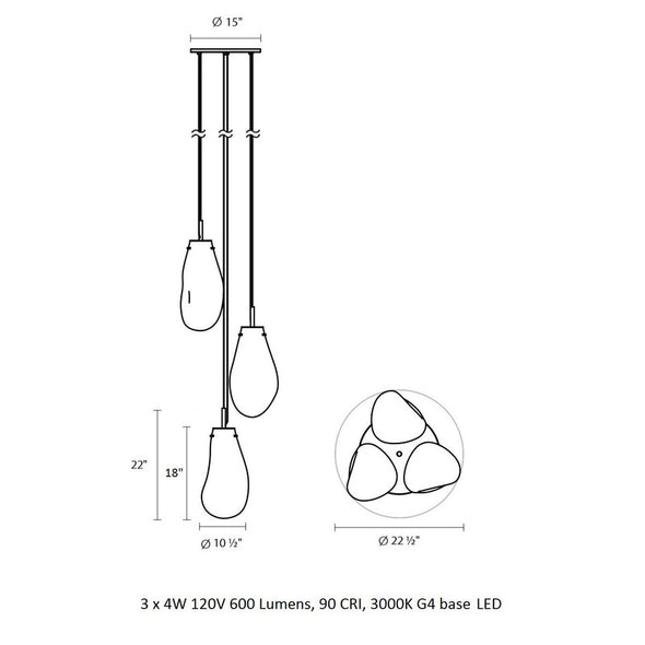 Liquid Three Light Multi Pendant Light