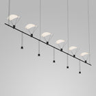 Suspenders Linear One Tier Multi Light Pendant Light with Parachutes and Suspended Cylinder Luminaires