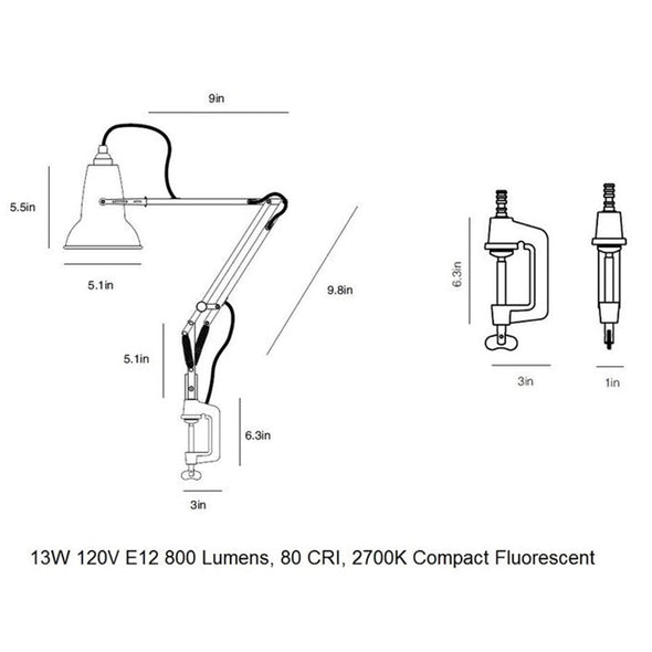 Original 1227 Mini Desk Lamp with Clamp