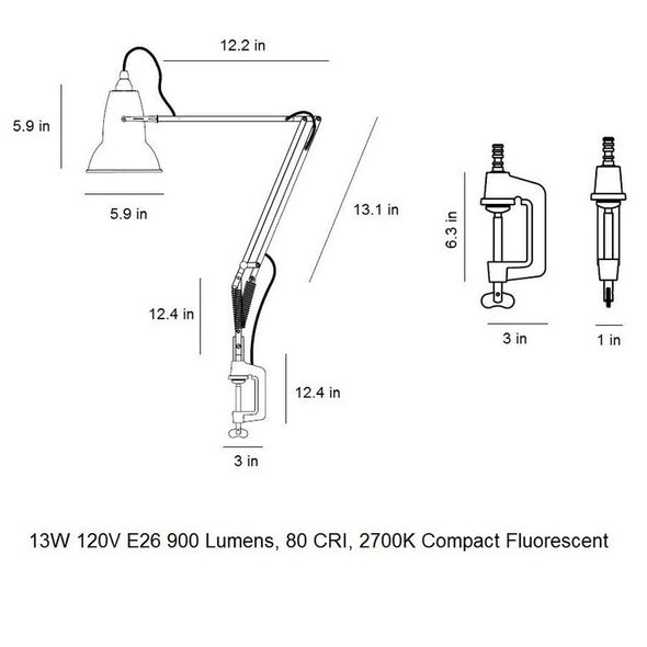 Original 1227 Desk Lamp with Clamp