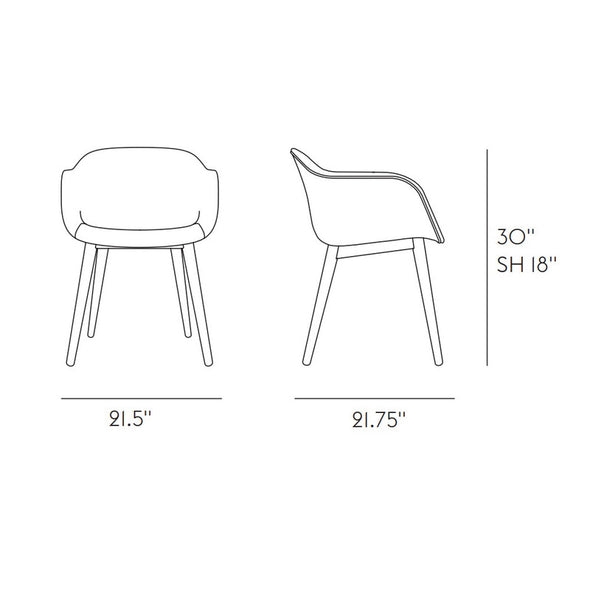 Recycled Plastic Fiber Armchair - Wood Base