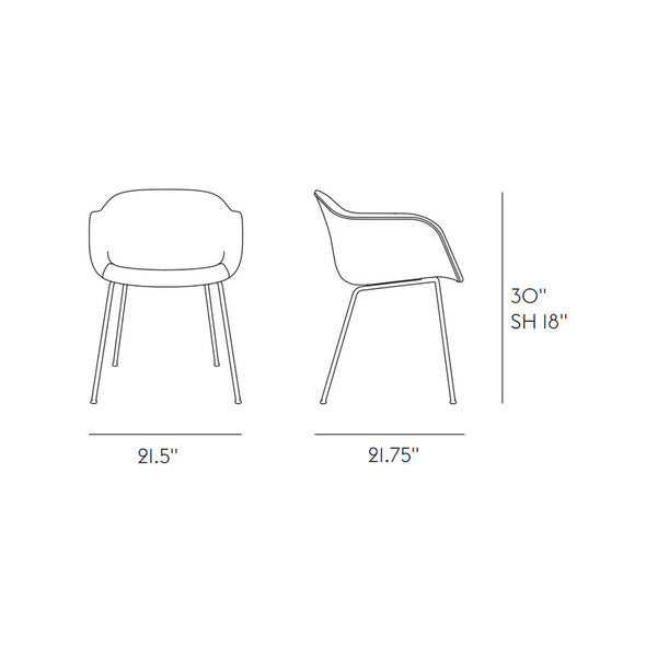Fiber Upholstered Armchair - Tube Base