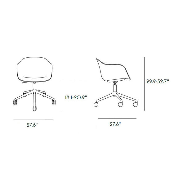Fiber Armchair - Swivel Base with Castors and Gas Lift