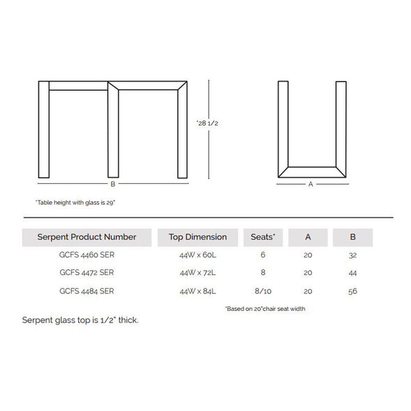 Serpent Dining Table - Glass Top