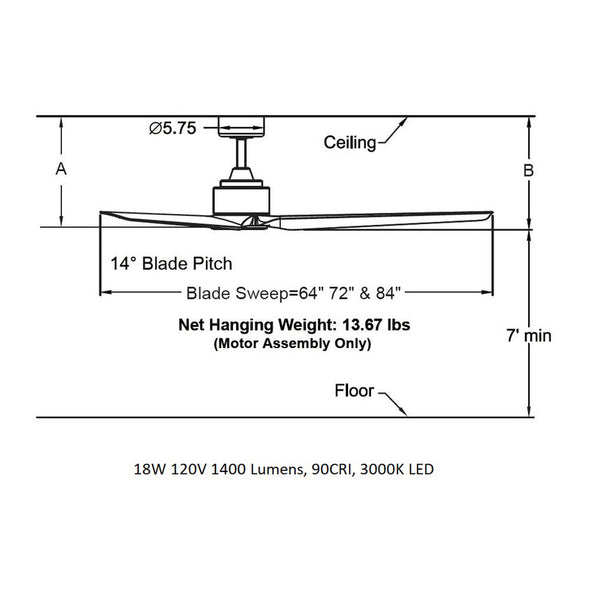TriAire Custom 64 Inch Outdoor Ceiling Fan