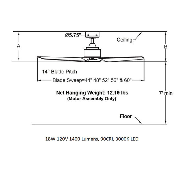 TriAire Custom 52 Inch Outdoor Ceiling Fan
