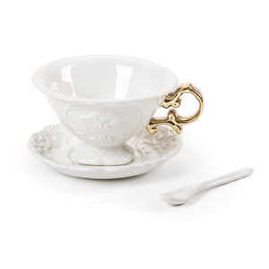 I-Wares Porcelain Tea Cup Set with Gold Handle