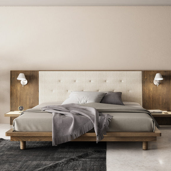 Surface Upholstered Bed with Extendable Headboard