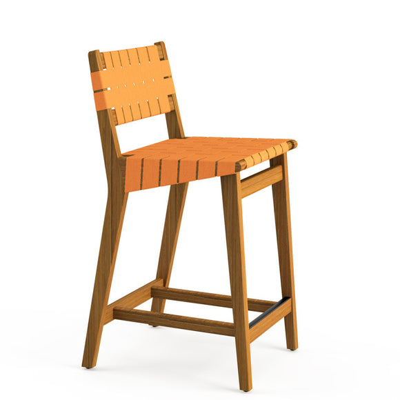 Risom Outdoor Stool with Webbed Seat and Back