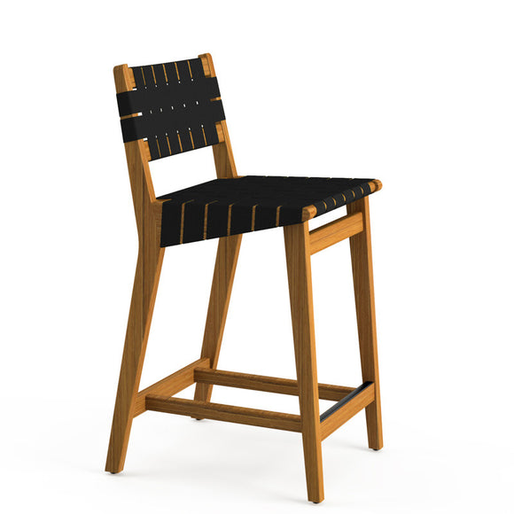 Risom Outdoor Stool with Webbed Seat and Back