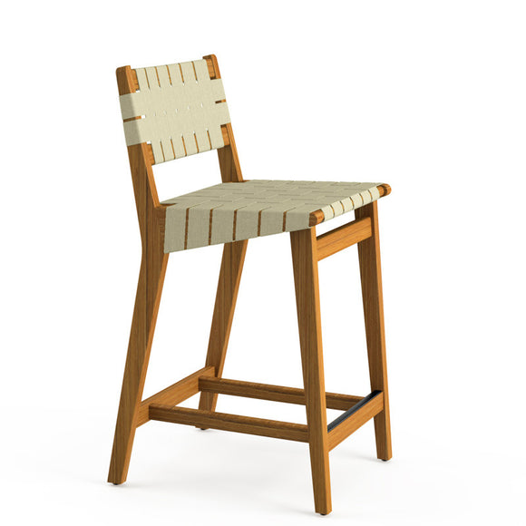 Risom Outdoor Stool with Webbed Seat and Back