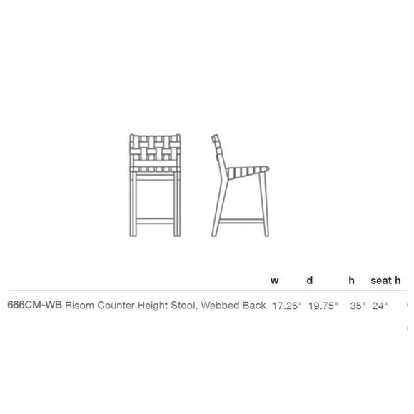 Risom Outdoor Stool with Webbed Seat and Back
