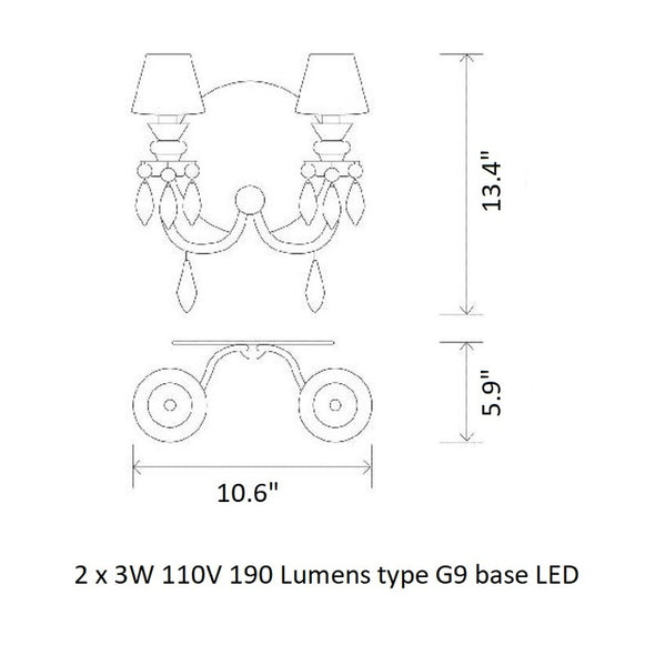 Belle de Nuit 2 Lights Wall Sconce