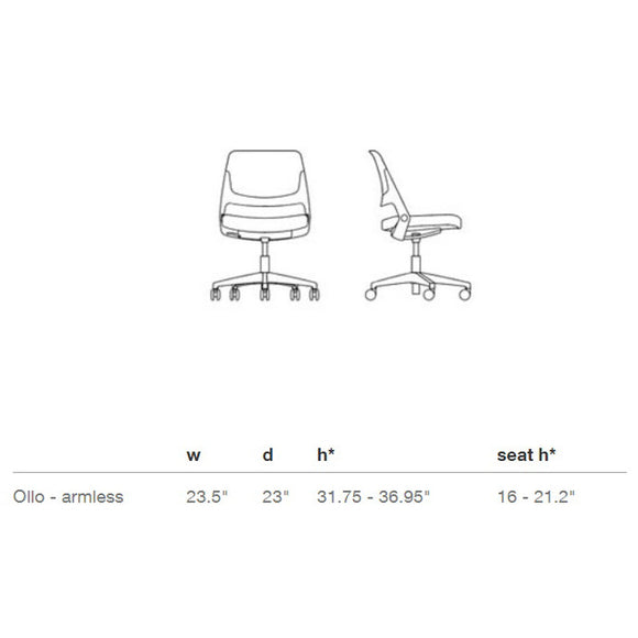 Ollo Armless Chair with Plastic Base