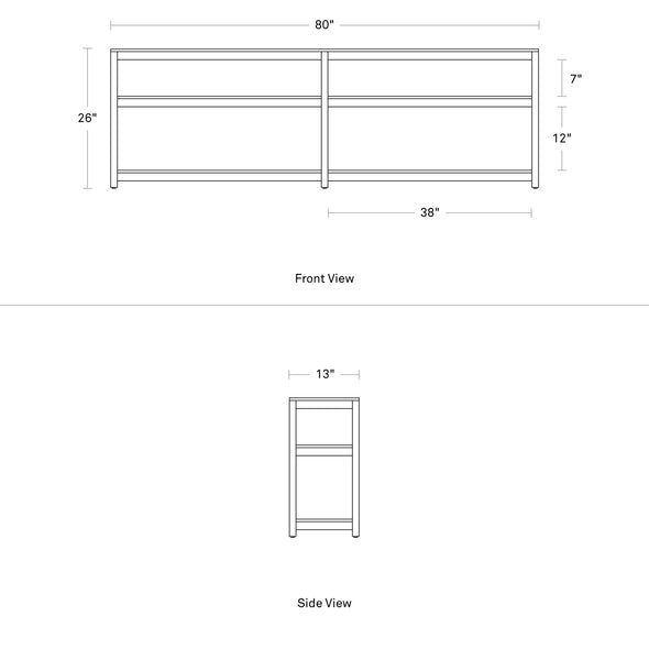 Open Plan Long and Low Bookcase