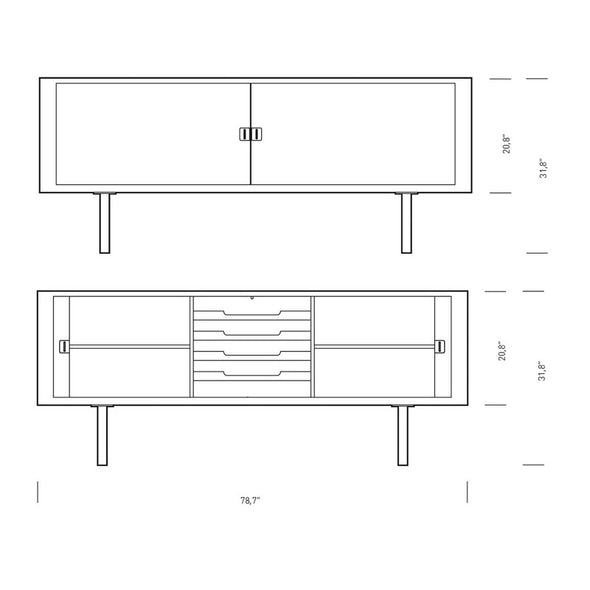 CH825 Credenza with Steel Loops Legs