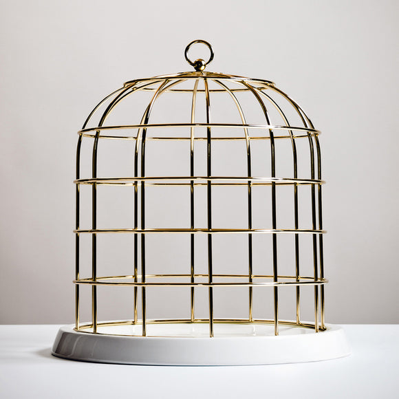 Twitable Birdcage Display With Porcelain Base