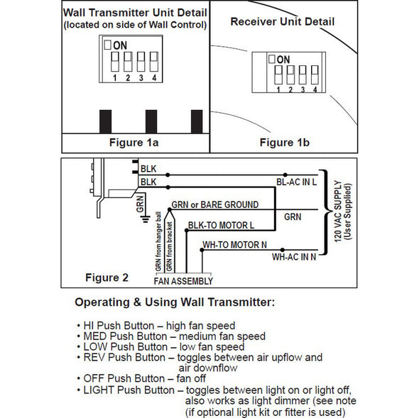 C21 Wall Control Fan & Light (3-Speed/Reversing)