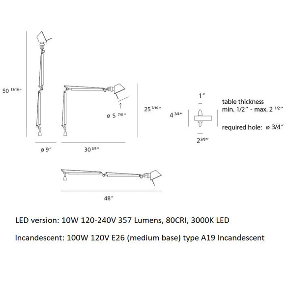 Tolomeo 9 Inch Classic Table Lamp