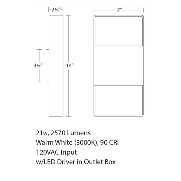 Inside-Out Light Frames 14IN Up/Down Wall Light