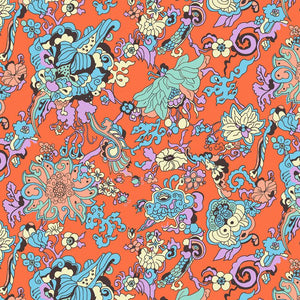 Dragon Flowers Wallpaper Sample Swatch