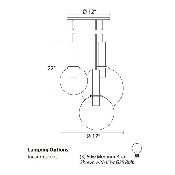 Bubbles Three Light Multi Pendant Light