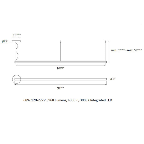 Alphabet of Light Linear Suspension Light