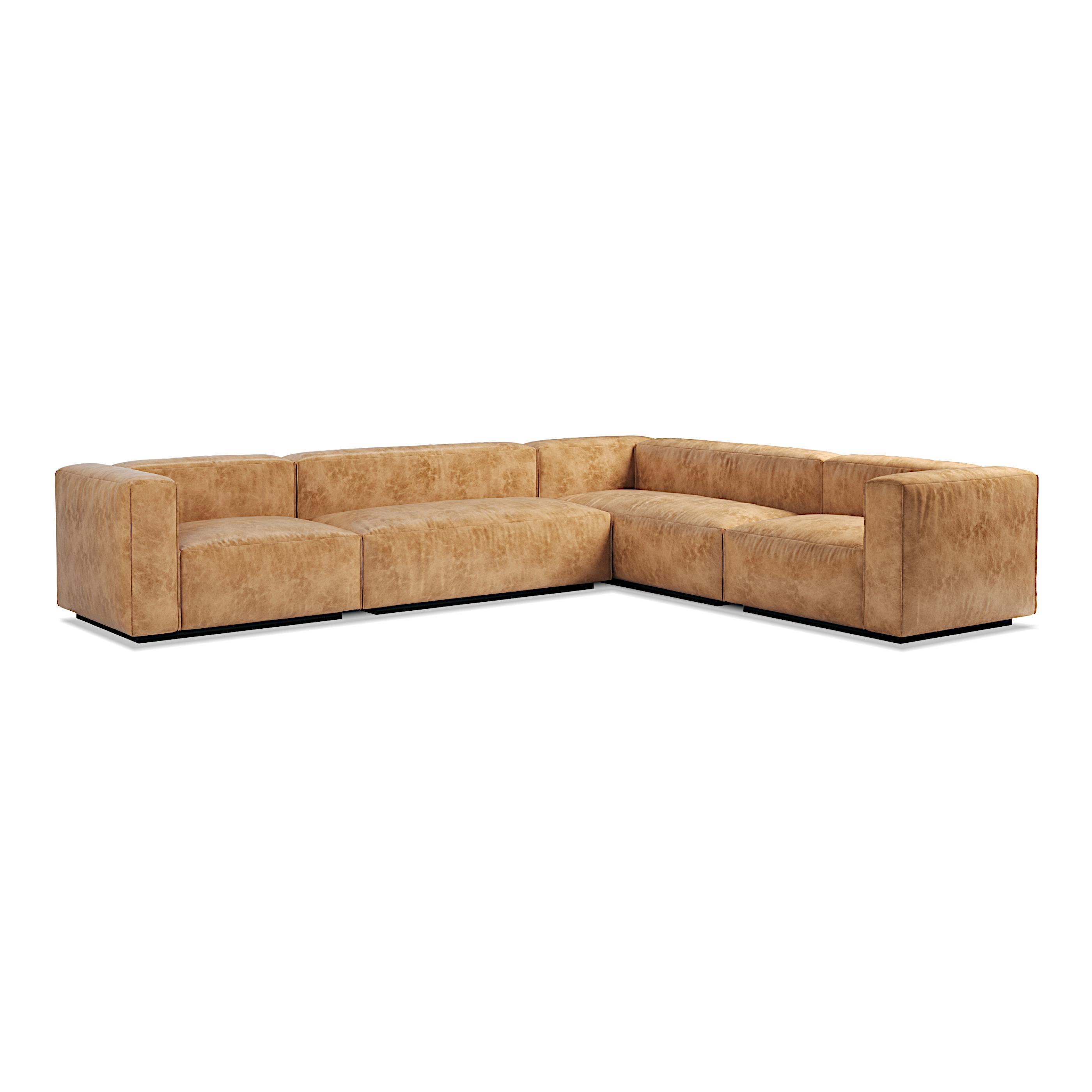 Large camel leather sectional hot sale
