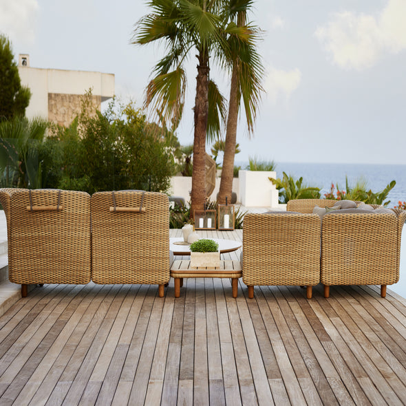 Arch Outdoor Corner Sofa with Low & High Backrest & Table