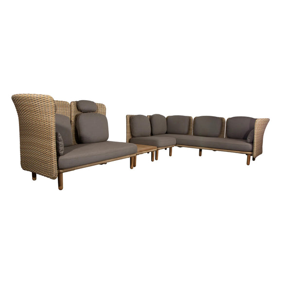 Arch Outdoor Corner Sofa with Low & High Backrest & Table