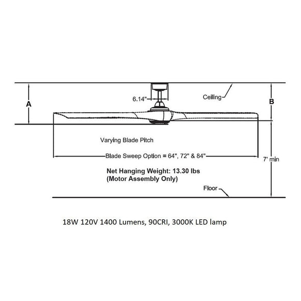 Wrap Custom 72 Inch Outdoor Ceiling Fan