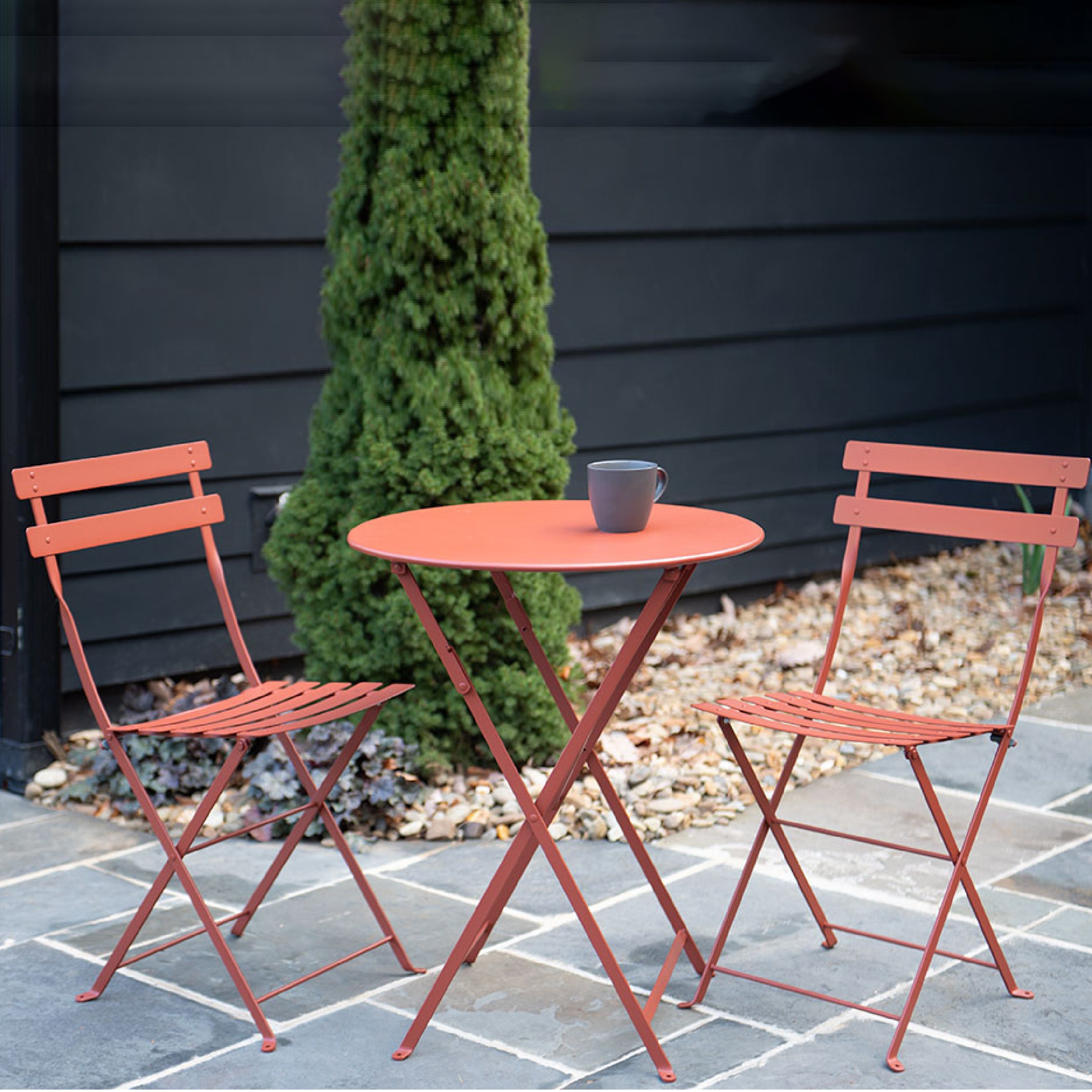 Fold up bistro shop table and chairs