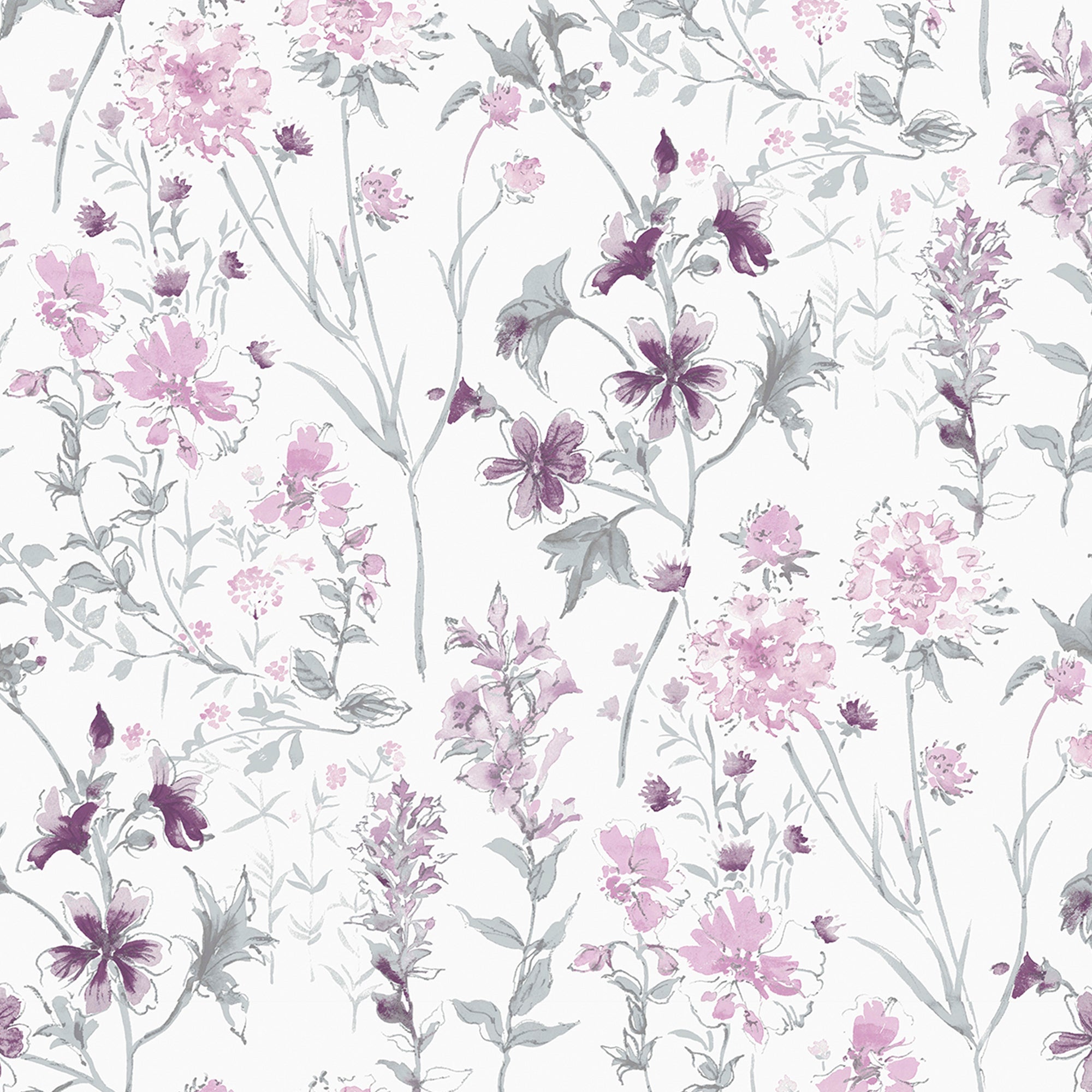 Graham & Brown Laura Ashley Wild Meadow Pale Iris Wallpaper