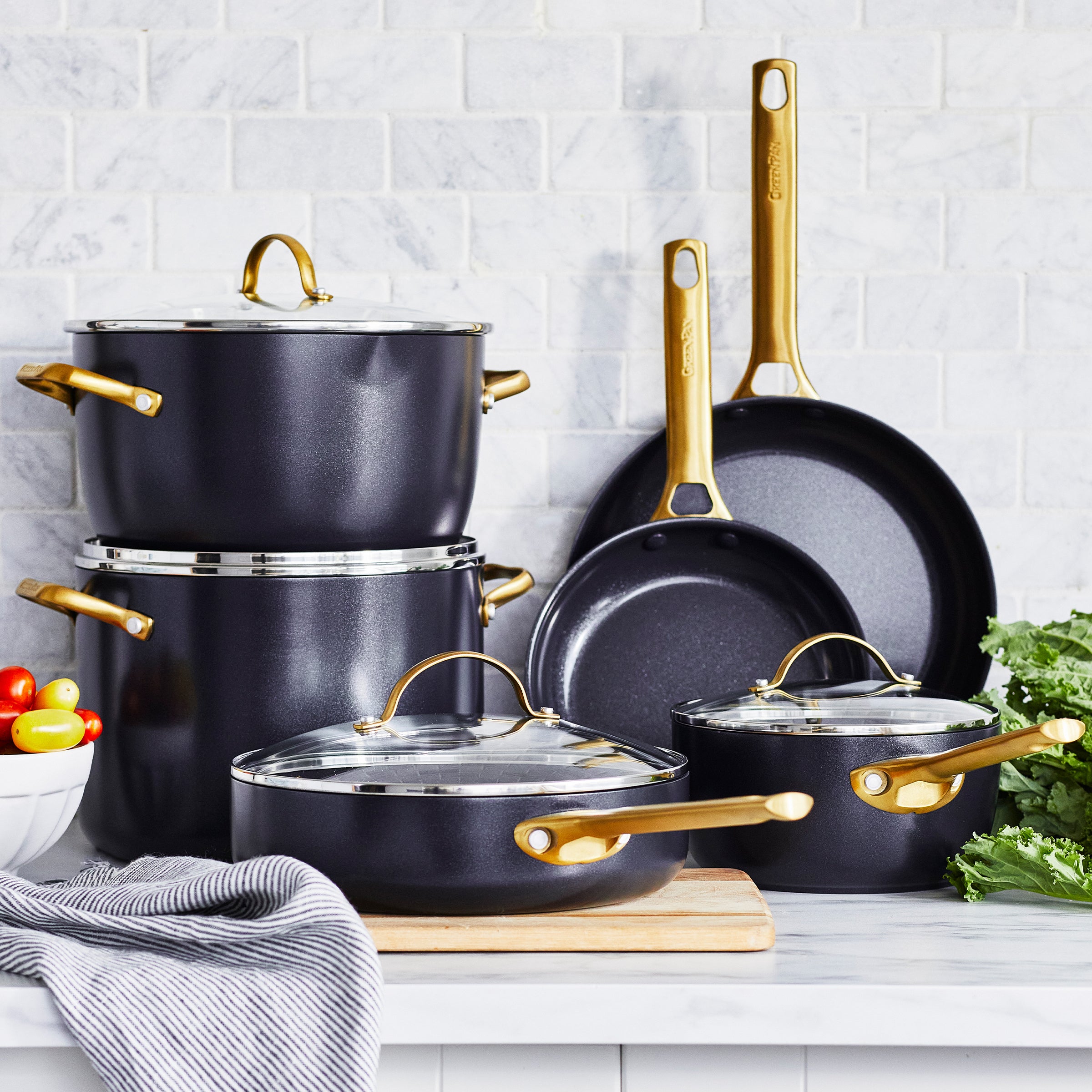 Greenpan Padova Reserve Nonstick 10-Piece Cookware Set Black - 2Modern