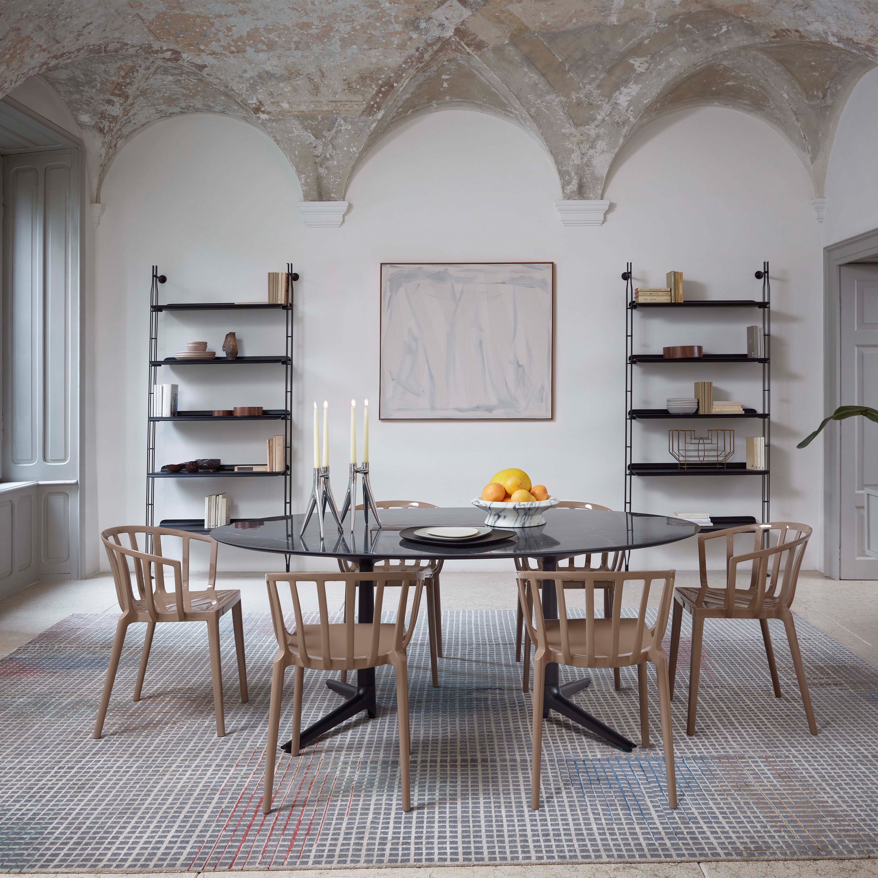 Kartell dining table top and chairs