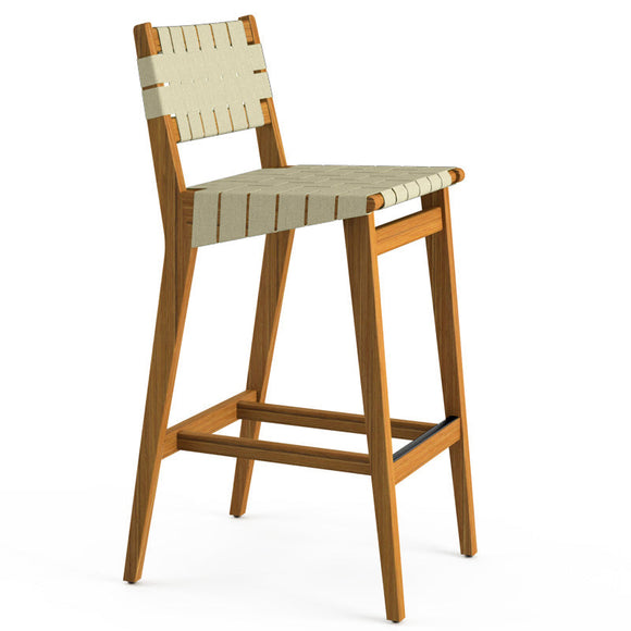 Risom Outdoor Stool with Webbed Seat and Back