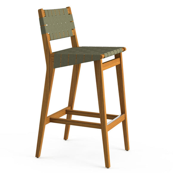 Risom Outdoor Stool with Webbed Seat and Back