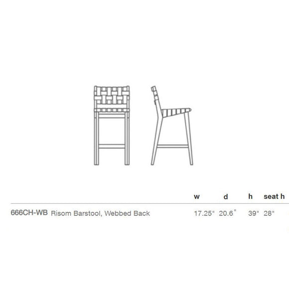 Risom Outdoor Stool with Webbed Seat and Back