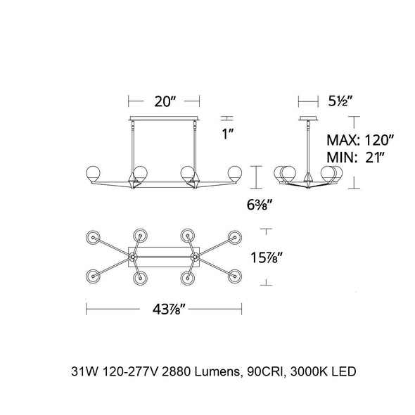 Double Bubble Linear Chandelier