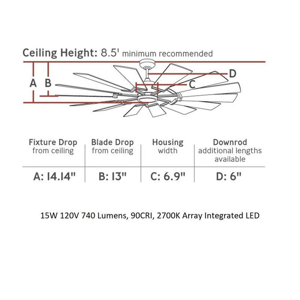 Prairie Indoor/Outdoor Ceiling Fan with Light