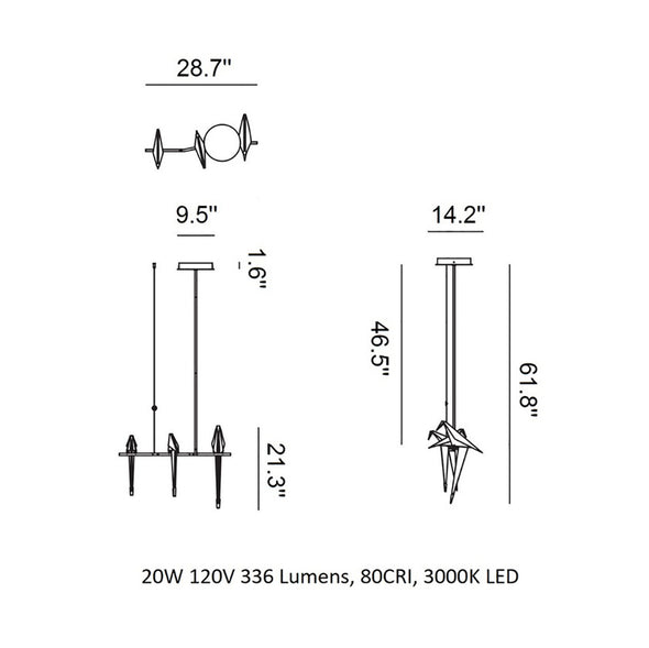 Perch Small Linear Pendant Light