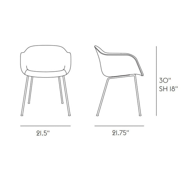 Black / Black Fiber Armchair with Tube Base - OPEN BOX