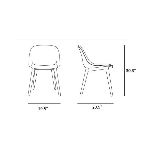 Fiber Upholstered Side Chair with Wood Base