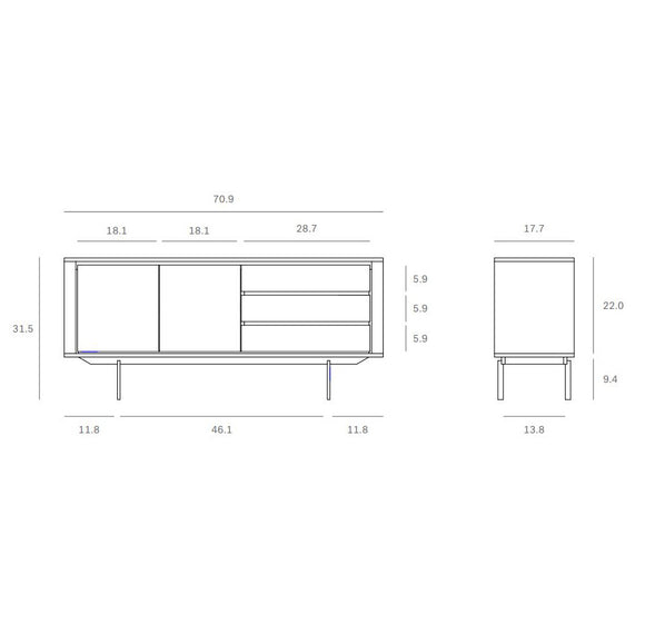 Shadow 2-Door 3-Drawer Sideboard