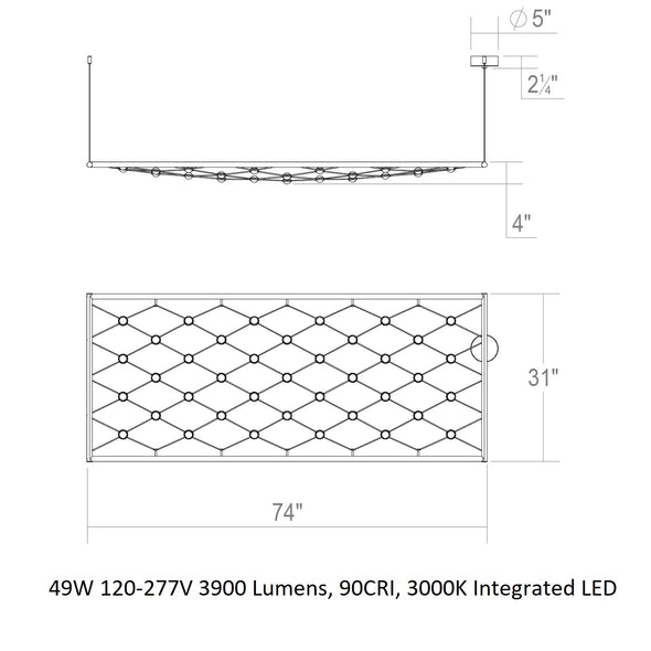 Constellation Galaxy Matrix Horizontal Rectangle Pendant Light