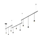 Suspenders Linear Offset Multi Light Pendant Light with Mixed Cylinder Luminaires