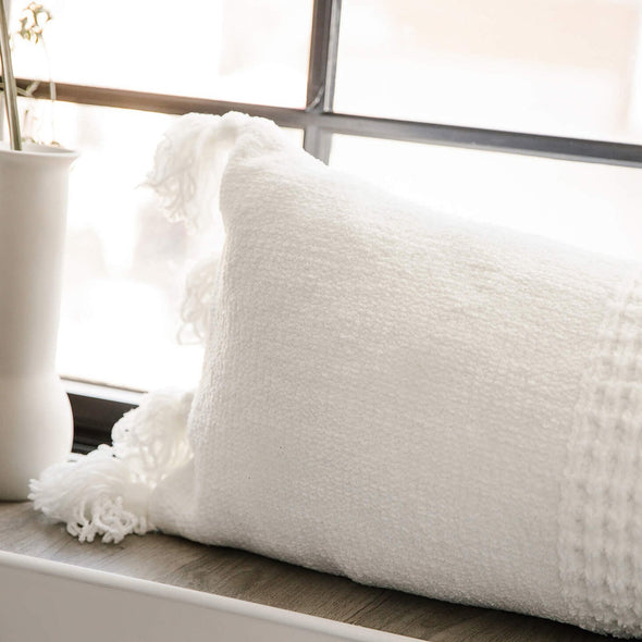 Braided Pom Pom Lumbar Pillow